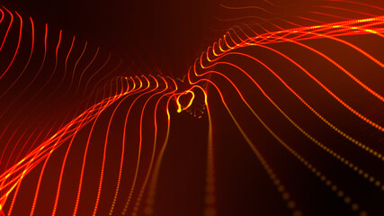 background from orange glowing particles. 3d render illustration © toomler