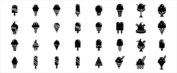 Simple Set of ice cream and dessert Related Vector icon graphic design. Contains such Icons as ice cream cone, pudding, creamy chocolate and more