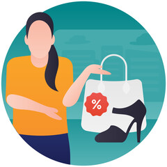 
Woman standing outside fashion showroom for clothes shopping 
