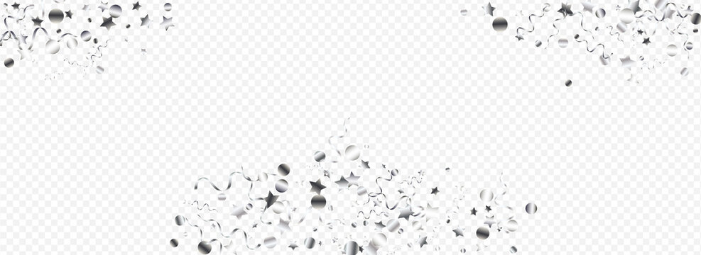 Silver Confetti Carnival Vector Panoramic 