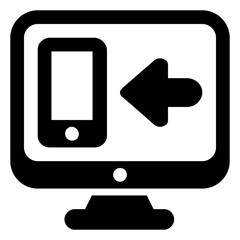 
Monitor screen and mobile with arrow presenting data synchronization icon 
