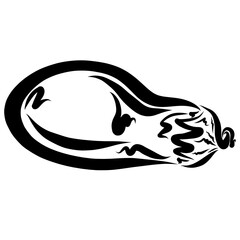 lying eggplant, black outline on white background