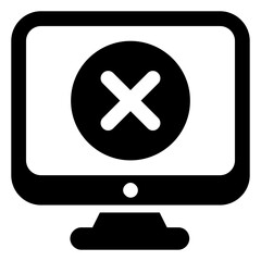 Obraz premium Cross sign on monitor screen presenting icon of web ui 