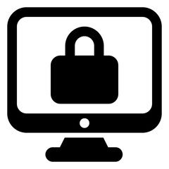 
A glyph ico design of monitor with lock is authentication 
