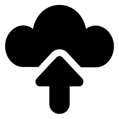 
Cloud computing with upward arrow is icon for cloud download
