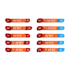 Breaking news template title, TV channel live report bars, isolated icons vector. Streaming or video, sport broadcast, television header or headline. World or globe info, dashboard, daily program