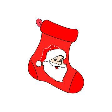 Christmas and New Year gifts sock icon. Santa Claus symbol. Vector graphics for advertising decoration.