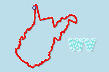 Fototapeta na wymiar West Virginia US state bold outline map. Vector illustration