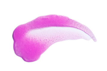 top view pink cosmetic smear on white background