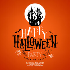 Happy Halloween party invitation. Vector illustration.