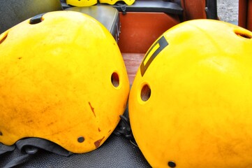Two yellow helmet