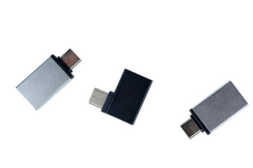 Three USB Flash Drive isolated on white background