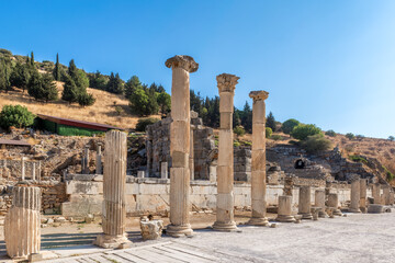 Fototapeta premium Beautiful pillars in the ruins of Ephesus, Selcuk, Izmir, Turkey