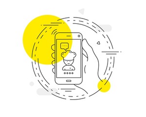 Cooking chef line icon. Mobile phone vector button. Sous-chef sign. Food preparation symbol. Cooking chef line icon. Abstract concept badge. Vector