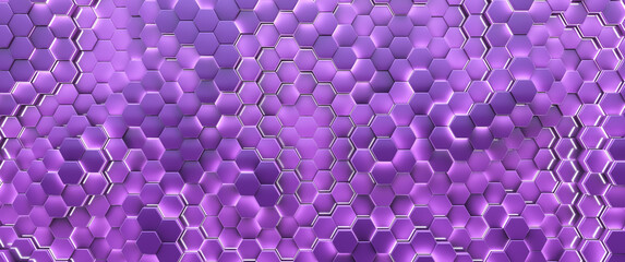 Purple glowing cells. Futuristic technology background.