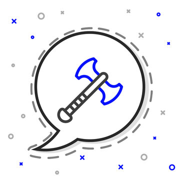 recommend clip art: Line War axe icon isolated on white background. Battle axe, executioner axe. Medieval weapon. Colorful outline concept. Vector.