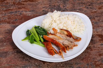 Rice with roasted duck breast