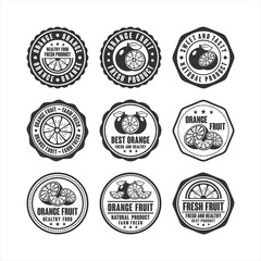 badge stamps orange fruit vector design collection