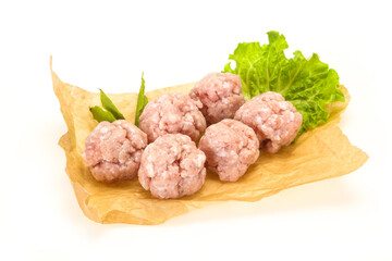 Homemade raw pork minced meatball for cooking