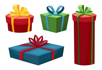 Set of gift boxes of different shapes vector illustration