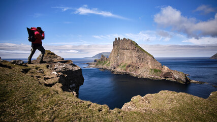 Fototapeta na wymiar Shot at Drangarnir rock in the Faroe Islands