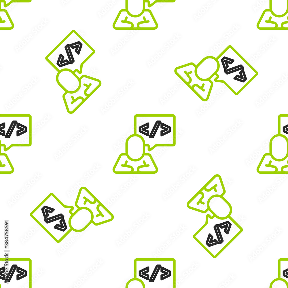 Wall mural line web design and front end development icon isolated seamless pattern on white background. vector