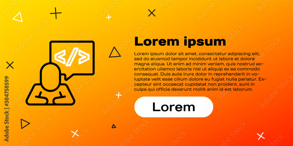 Wall mural line web design and front end development icon isolated on yellow background. colorful outline conce