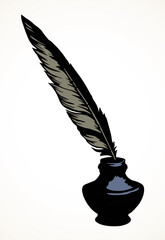 Pen in the inkwell. Vector drawing