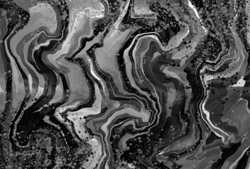 Abstract marble texture. Black and white background. Handmade technique.