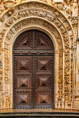 Obraz premium Manueline Style, Elaborate Front Door And Unique Sculptured Border. Templar Castle/Convent Of Christ, Tomar, Portugal.