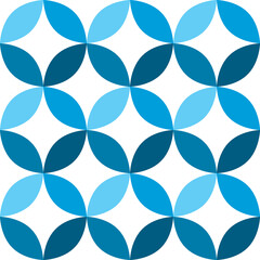 60's and 70's retro vector seamless pattern in blue , retro  funky style mid-century modern tiled design with geometric motif
