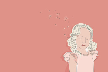 Little girl in a pink dress.