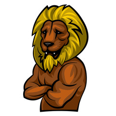 Stylized, cartoon drawing of a lion. On a white background. - 384761732
