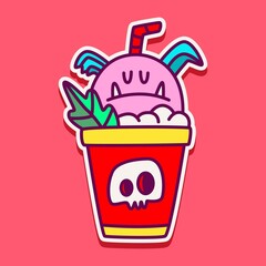 kawaii doodle cartoon monster designs for wallpaper, stickers, coloring books, pins, emblems, logos and more