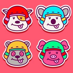 hand drawn kawaii doodle cartoon animal design for wallpaper, stickers, coloring books, pins, emblems logos, patch and more
