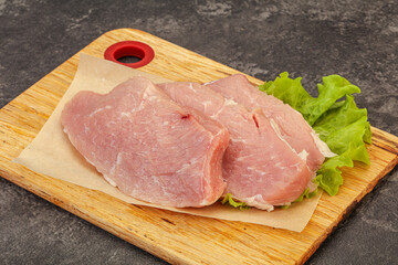 Raw pork steak for cooking