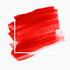 Red logo brush stroke painted watercolor background vector. Perfect design for headline and sale banner. 