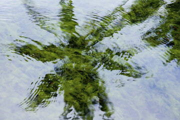 バリ様式の装飾と苔むした石像