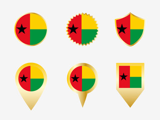 Vector flag set of Guinea-bissau.