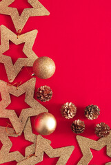 christmas decoration on red background