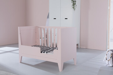 pink bed baby room with pink walls