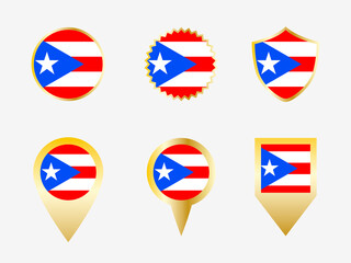 Vector flag set of Puerto Rico