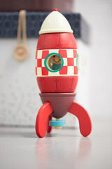 red rocket wood toy
