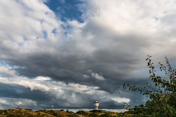 Wasserturm in der Dünenlandschaft der Nordseeinsel Langeoog