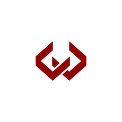 WC initial based Alphabet icon logo red