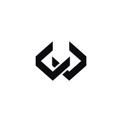 WC initial based Alphabet icon logo black