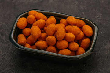 Spicy peanut heap in the bowl