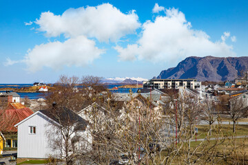 Fototapeta na wymiar Spring in city, in the middle of Norway on the coast of Helgeland
