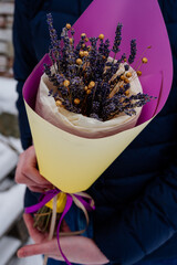 Small bouquet of lavender in package