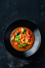 Vietnamese vegetable soup with salmon